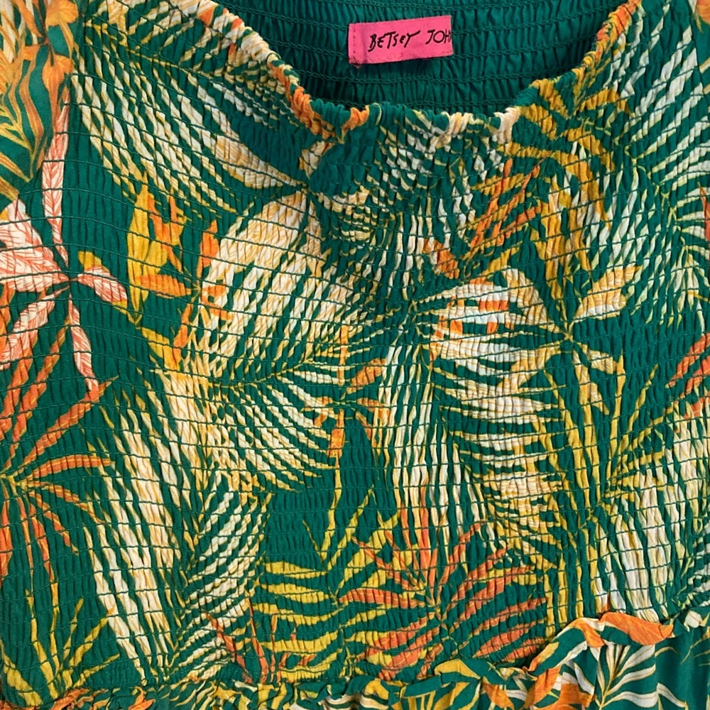 Betsey Johnson Green Palm-Print Maxi Dress with Yellow & White Accents - Picture 3 of 8